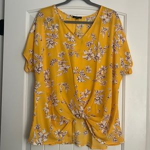 West Kei yellow twist hem top